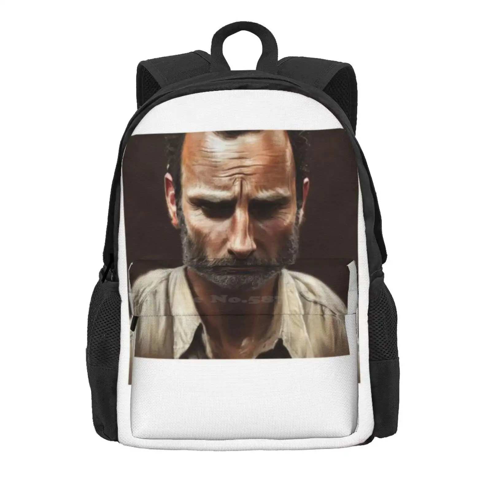 Ai Rick Grimes Rizz Face Hot Sale Schoolbag Backpack Fashion Bags Rick Grimes Dead Walking Zombies Walkers Tv image 2