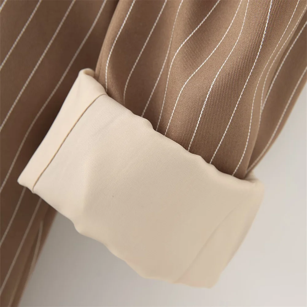 Abito a righe stile vecchio denaro moda casual da donna Primavera/Estate Nuova collezione Cappotto a maniche lunghe con un bottone