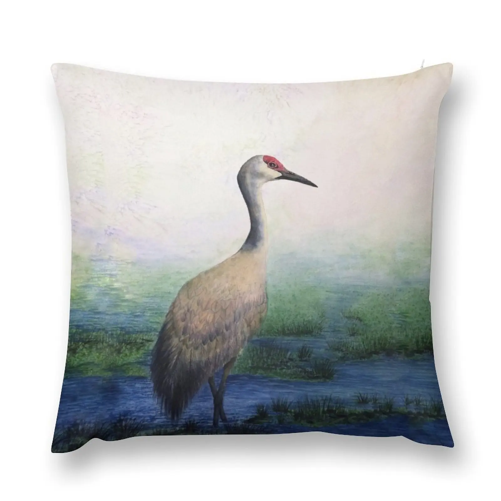 

Sandhill Crane Original Watercolor Throw Pillow luxury home accessories Decorative Cushion Cover Sofa Covers pillow