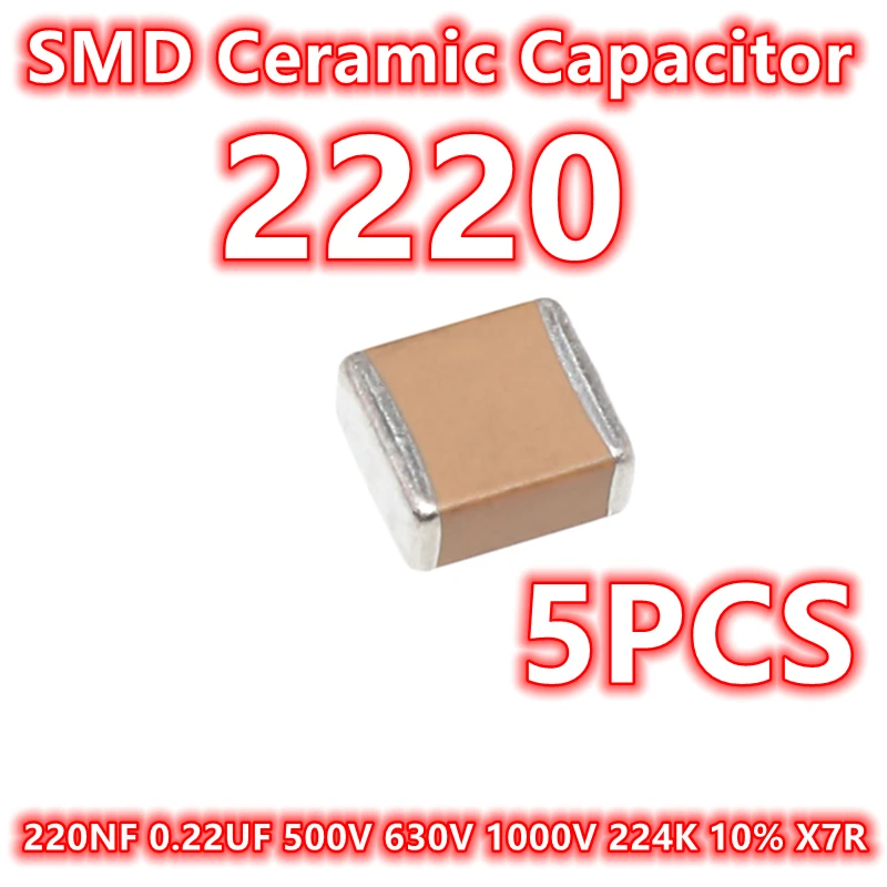 

(5 шт.) оригинальный керамический конденсатор IC 2220 220NF 0,22 UF 500V 630V 1000V 224K 10% X7R 5750 SMD