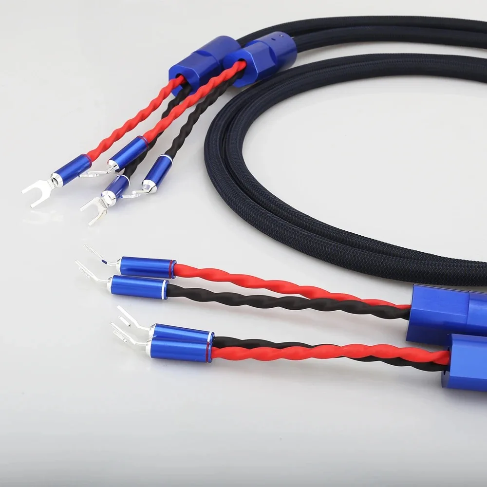 Coppia Audiocrast SC005 Cavo per altoparlante audiofilo placcato argento Cavo per altoparlante con spina a forcella per amplificatore per altoparlante HIFI