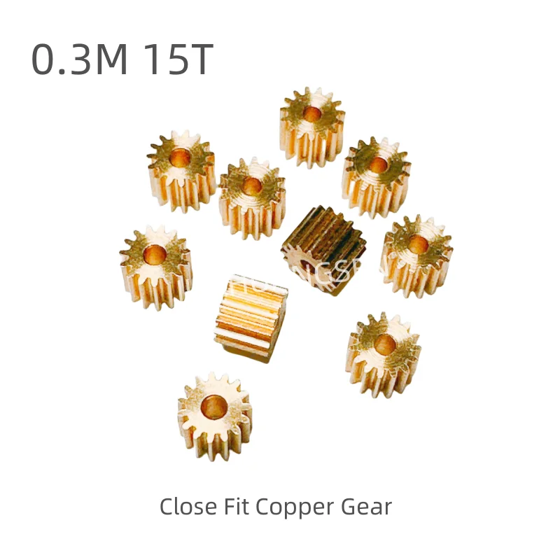 

10pcs/Lot 0.3M15T Inner Diameter 1.48mm/1.98mm For 1.5mm/2mm Close Fit Copper Gear Thickness 4mm 0.3Modulus 15Teeth