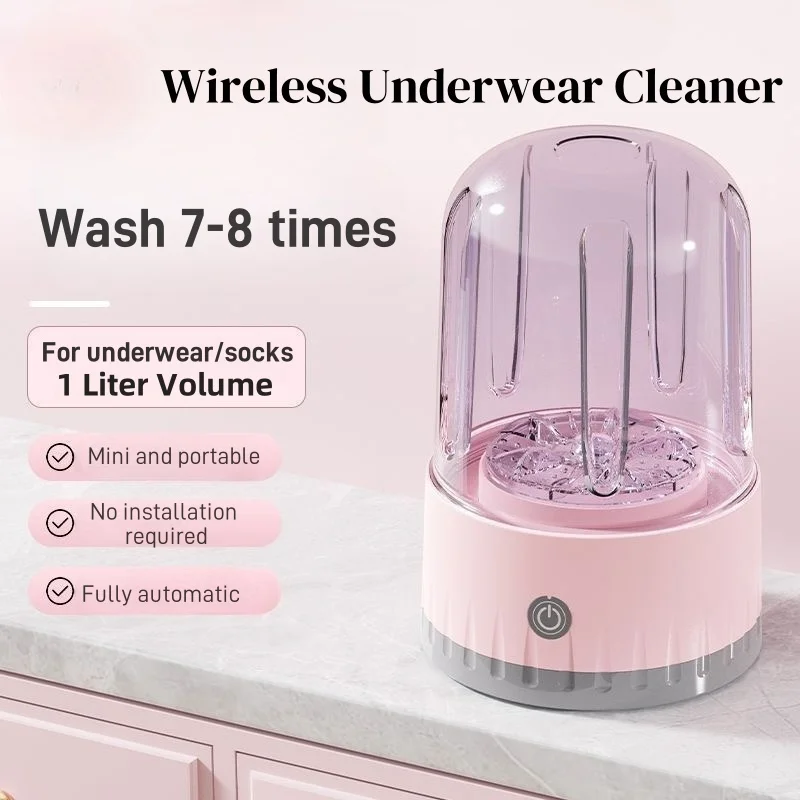 1L Mini Rechargeable Cleaner Underwear Travel Portable Small Socks Washing Machine Dehydration Portable Cleaning Bucket