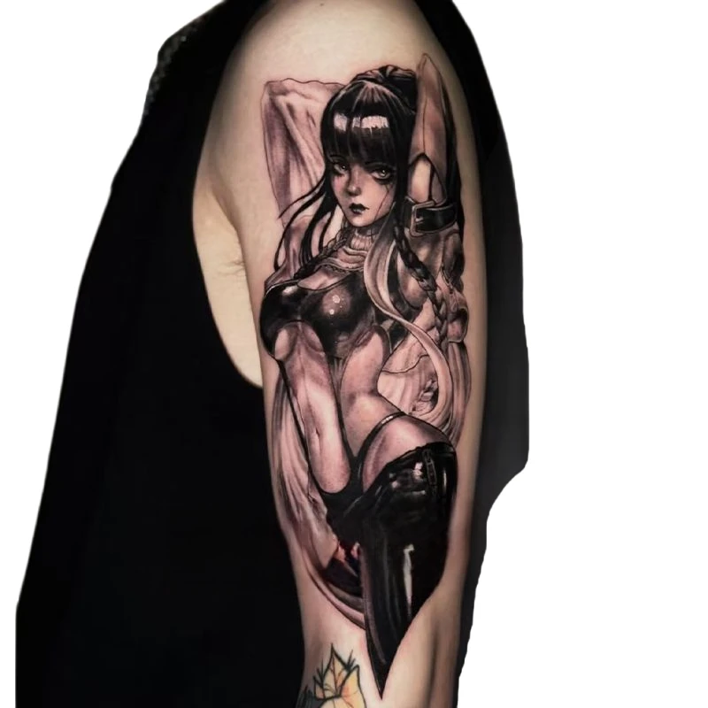 Black Sexy Girl Herbal Juice Temporary Tattoos Cartoon Tattoo Body Art Waterproof Lasting Fake Tatoo Sticker for Woman Men 2