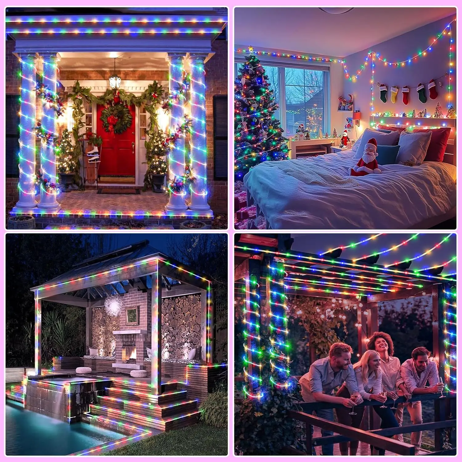 

Solar Tube Rope LED Fairy Light Outdoor Waterproof Christmas Decoration String Light For Garden Fence Yard Balcony