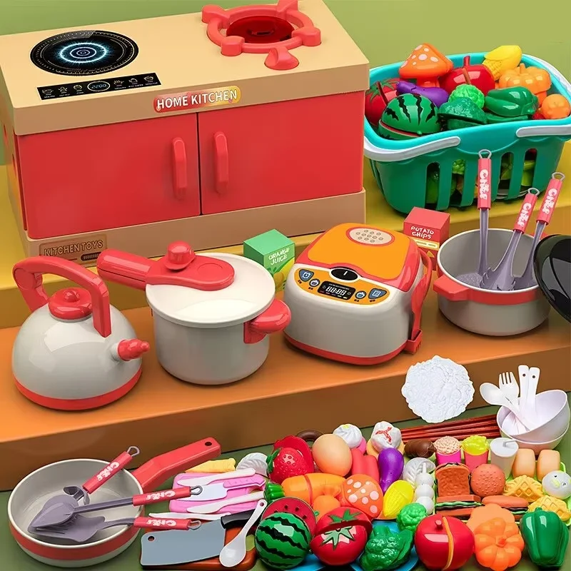 Conjunto de brinquedos de cozinha para crianças, 84/70/56/33 peças, kit de acessórios de cozinha com panelas, comida de fingir, brinquedo de cozinha, presente para meninos e meninas