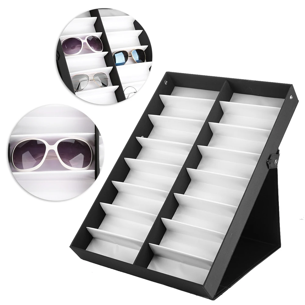 

16 Grids Glasses Display Case Sunglasses Storage Box Glasses Jewelry Organizer Eyeglasses Display Box