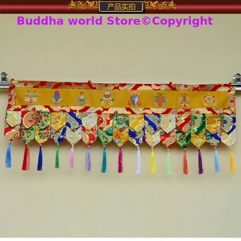 

Wholesale Buddhism Tibet Nepal family Temple Altar Eight auspicious symbol Embroidery wall Door header banner curtain draperies