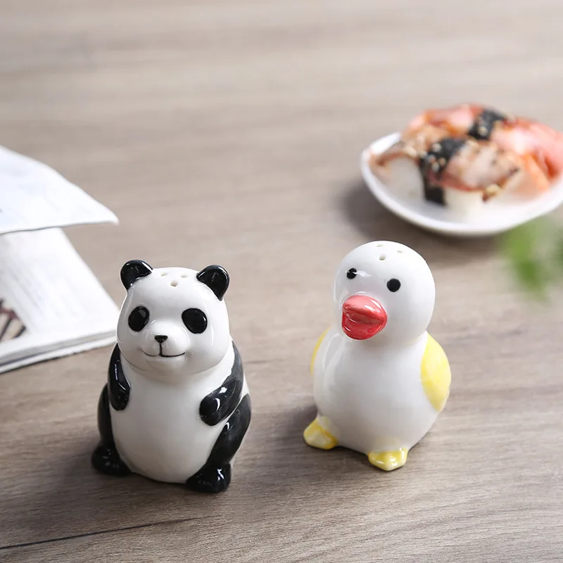 Cute Cartoon Ceramic Panda Turkey Seasoning Jar Restaurant Pepper Powder Jar Pepper Salt Jar Kitchen Utensils Restaurant Utensil