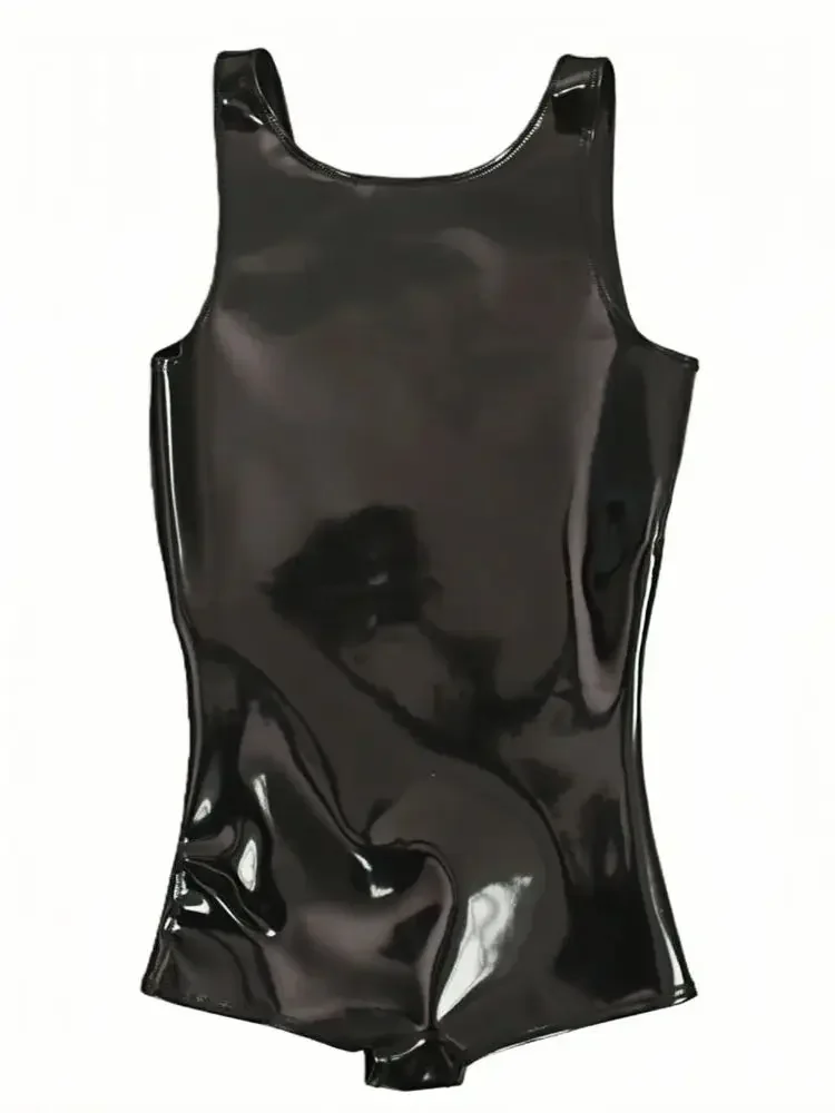 

Сексуальное мужское двустороннее боди из искусственной кожи, жилет из искусственного латекса, топы на бретелях с выпуклой U-образной сумкой, боди, колготки, формирователи, купальник горничной в стиле панк