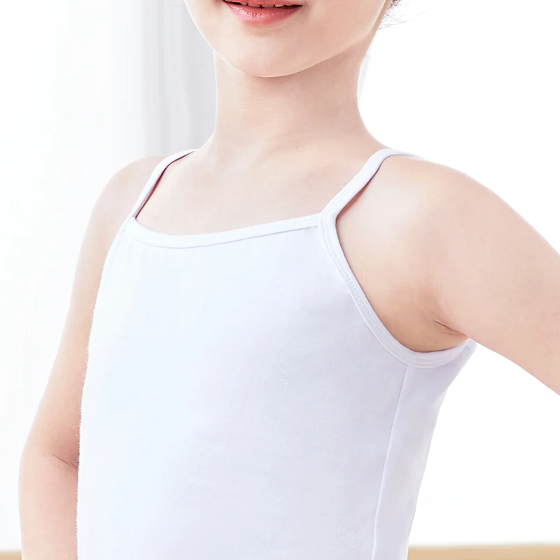 Dziecięce gładkie topy bez rękawów dla dziewczynek z regulowanymi ramiączkami do tańca baletowego