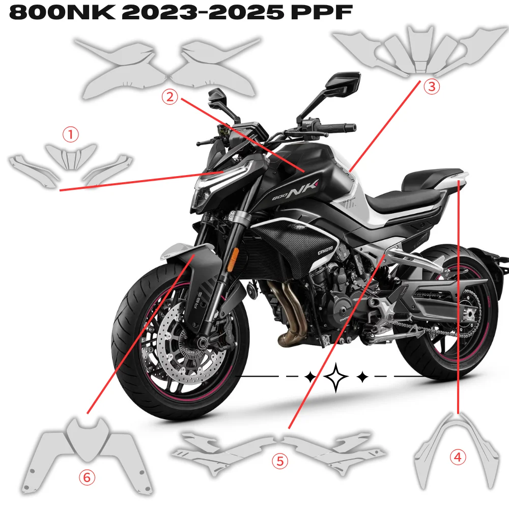 

Для CFMOTO 800NK 2023-2025 PPF Защитная пленка из ТПУ, защита от краски для всего тела, устойчивый к царапинам комплект cfmoto800nk 2025