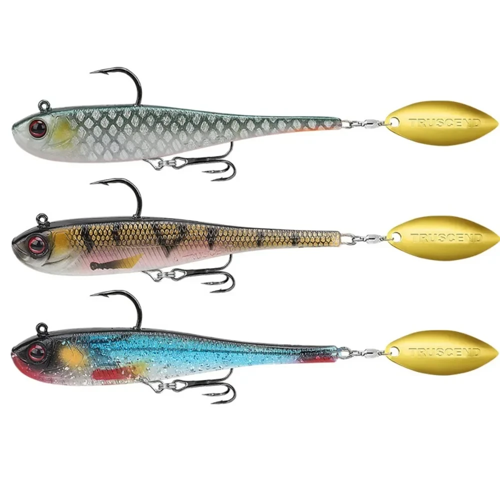 

3Pcs 9cm 15g Soft Bait Lure Soft Fish Fake Bait Microobject Lure Rotating Sequin Wrapped Lead Fake Bait Double Hook 3D eyes