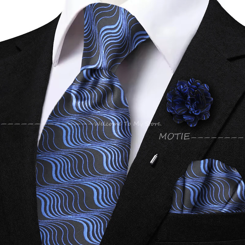 Men's Classic Plant Pattern Tie Set Polyester Pocket Square Handkerchief Butterfly Bowtie For Wedding Daily Wear Shirt Accessory