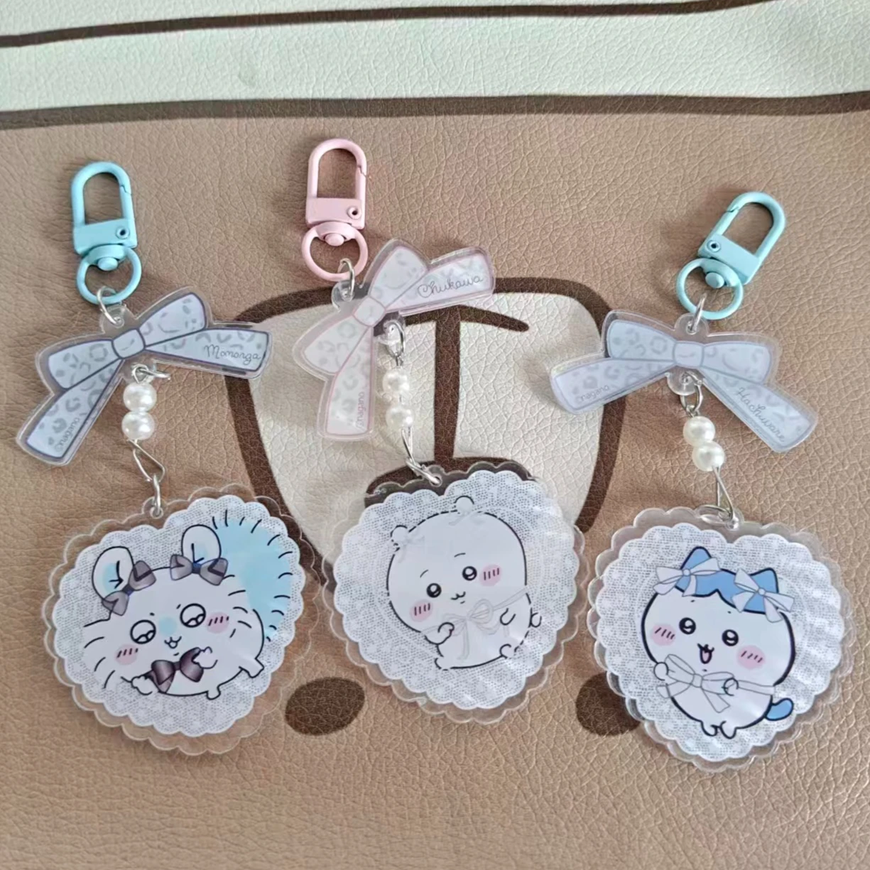 

Kawaii Usagi Anime Decoration Backpack Lace Bow Elements Pendant Creative Keyring Chiisakute Birthday Gifts Toy DIY Deco