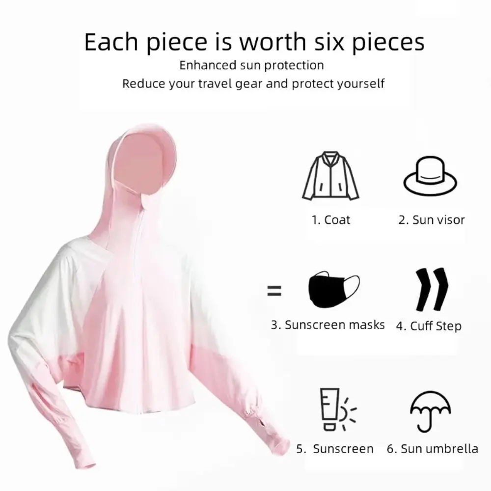 بلوزات الموضة ملابس واقية من الشمس المرقعة بأكمام طويلة ملابس Sunblock المضادة للأشعة فوق البنفسجية شال في الهواء الطلق حماية من الشمس معاطف النساء #3