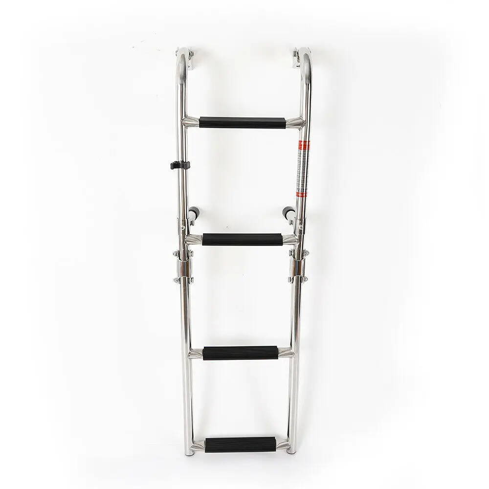 Folding Marine Deck Ladder Stainless Steel Telescoping and Portable Deck Ladder Large Load-Bearing 300 Pounds