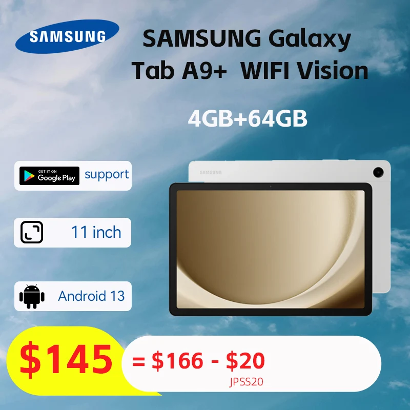 SAMSUNG Galaxy Tab A9plus Планшет 11 дюймов 4 + 64 ГБ X210 WIFI Vision 2,2 ГГц, 1,8 ГГц Четырехколонки Android, тонкие, легкие A9 plus tablo