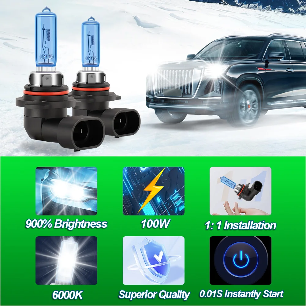 30000LM Car Halogen Headlight Bulbs 300W Auto Lamps 12V 6000K White H1 H4 H7 H9 H11 H13 9005 HB3 9006 HB4 Front Halogen Lights