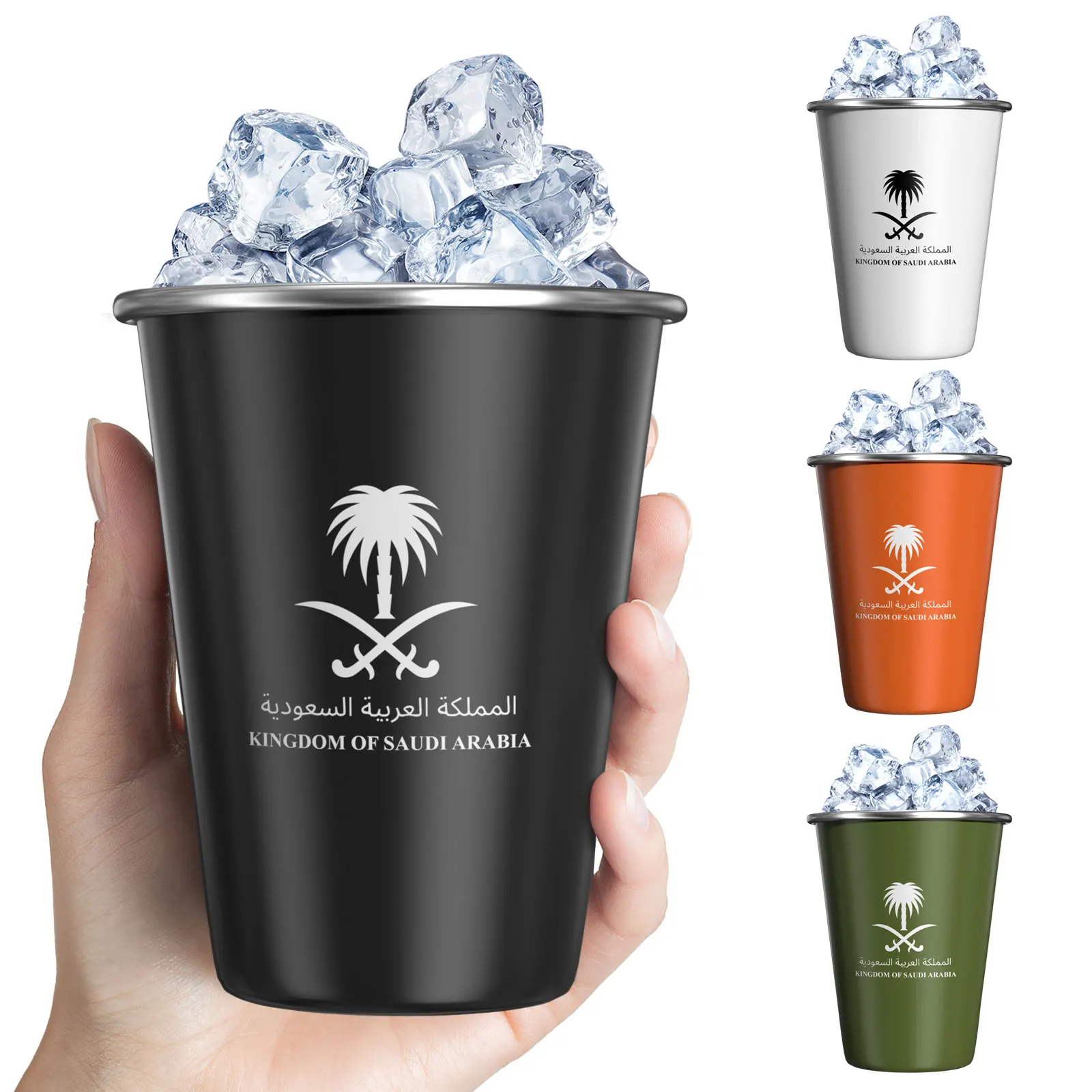 350MLNational Emblem of Saudi Arabia Logo Coffee Mug Stainless Steel Water Cup Outdoor Camping Beer Mug Portable for Family Gift