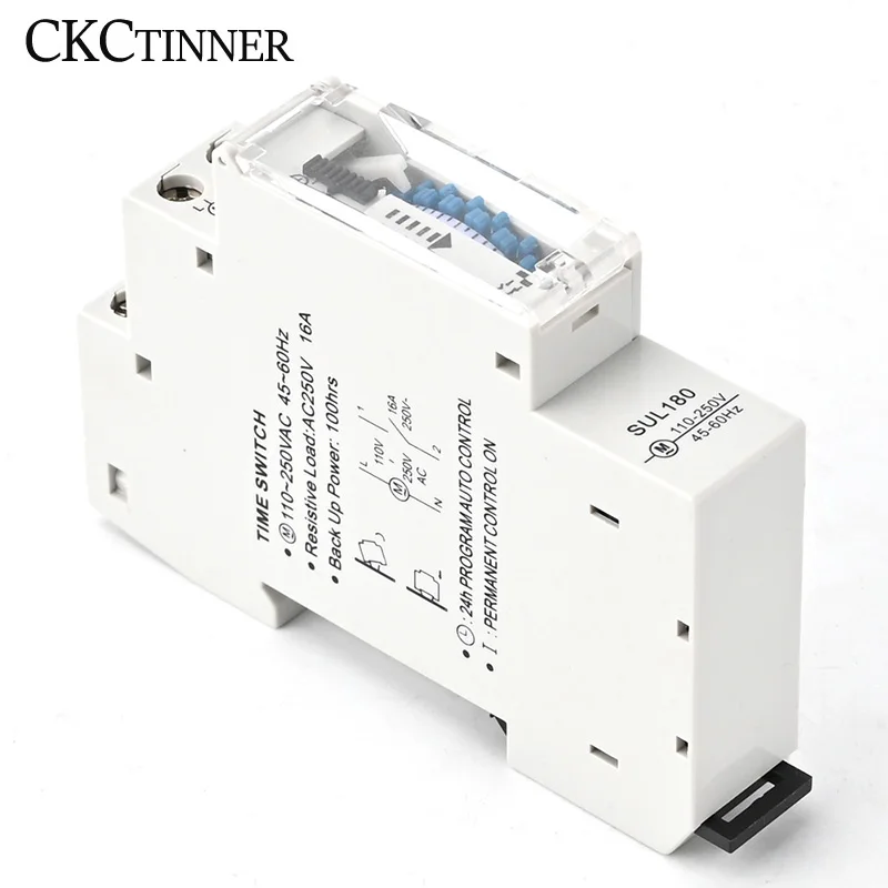 SUL180 DIN Rail Time Switch Mechanical Timer Switch 24 Hours Programmable Timer Control Time Switch 220VAC 16A High Quality