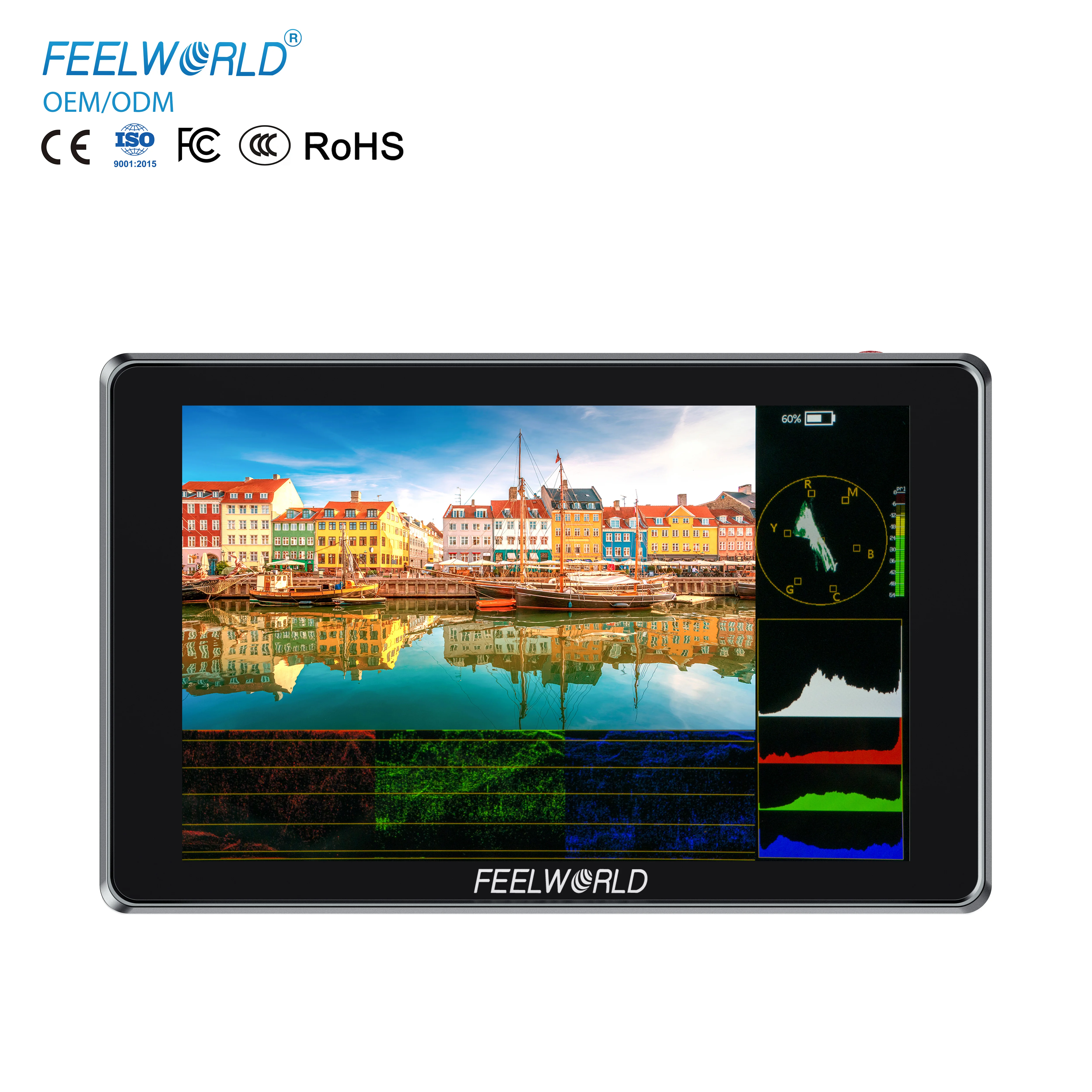 

FEELWORLD S7 DSLR Field Monitor with OEM StartupTouchscreen Camera Monitor High Brightness 1600nit 12G SDI HDMI2.0 Wholesale