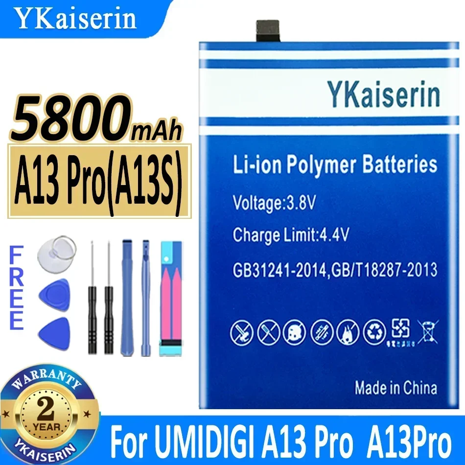 

Аккумулятор ykaisсеребрин A13 Pro (A13S) на 5800 мА · ч для UMIDIGI A13 Pro A13Pro, аккумулятор высокого качества + номер отслеживания