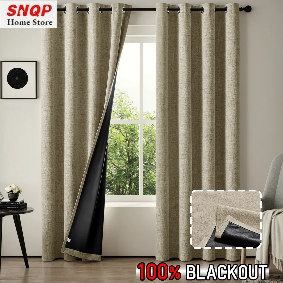 

Custom Size 100% Blackout Cotton Linen Curtains for Living Dining Room Bedroom Thermal Insulated Elegant Window Decor Fashion