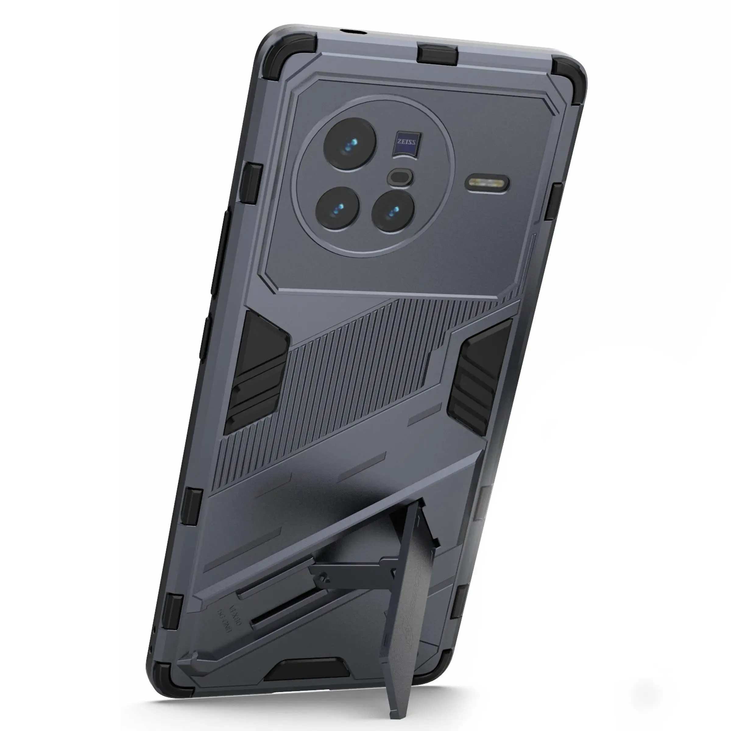 Untuk vivo X80 5G Kickstand Combo PC + Casing TPU Cangkang Ponsel Pelindung Lapisan Ganda Tahan Jatuh - Abu-abu