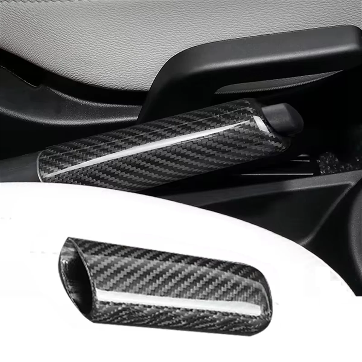 Car Carbon Fiber Interior Accessories for Fiat 500 2012-2019 Car Handbrake Decorative Cover Stickers LHD