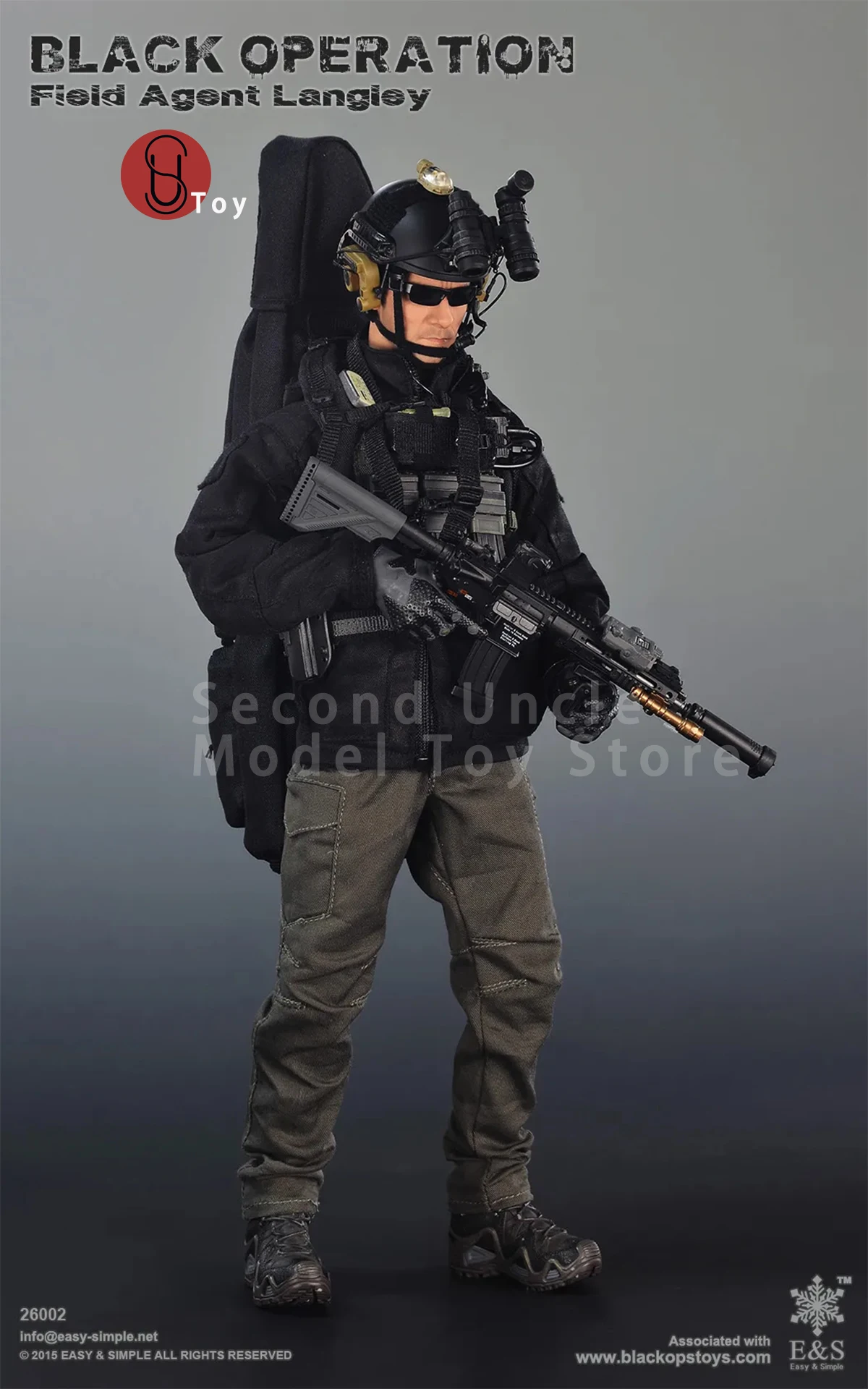 

Easy&Simple ES 26002 1/6 Black Operation Field Agent Langley Male Soldier Action figure Full Set Collectible Model Toys gift