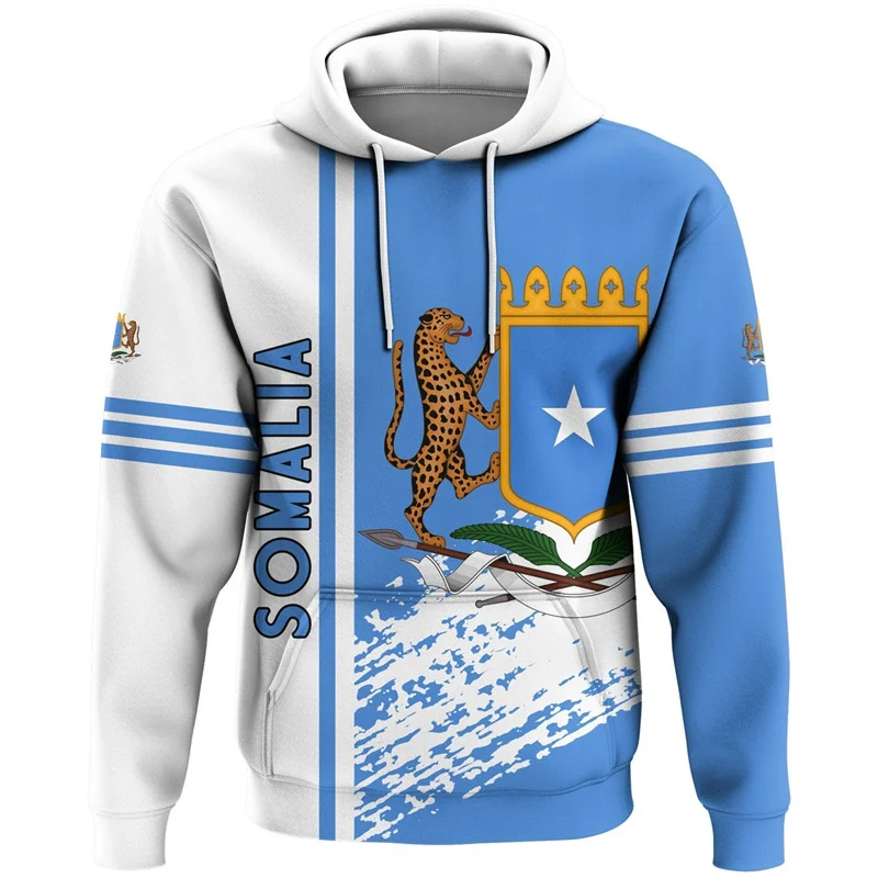 Africa Somalia Flag Map 3D Print Hoodie For Men Clothes National Emblem Graphic Sweatshirts Casual Boy Tracksuit Kids Pullover