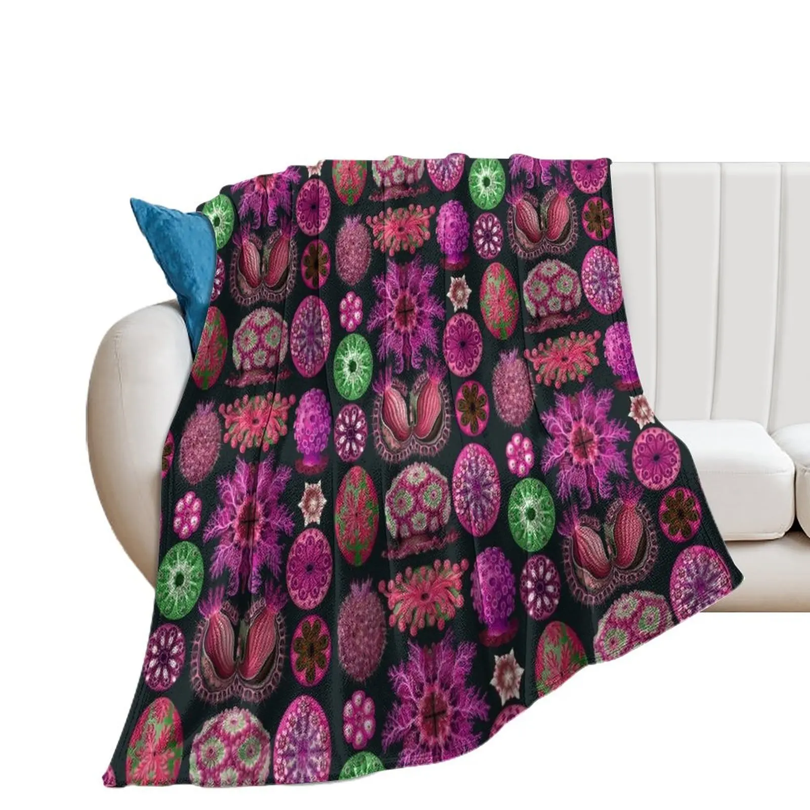 Ernst Haeckel Ascidiae Sea Squirts Magenta Throw Blanket for sofa Luxury Thicken Sofas Blankets