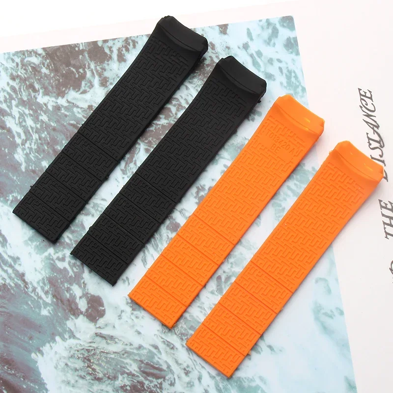 Silicone Rubber Strap For Tissot TOUCH COLLECTION EXPERT SOLAR Series T091T013 T081 Black Orange Men's  bracelet 20mm 21mm