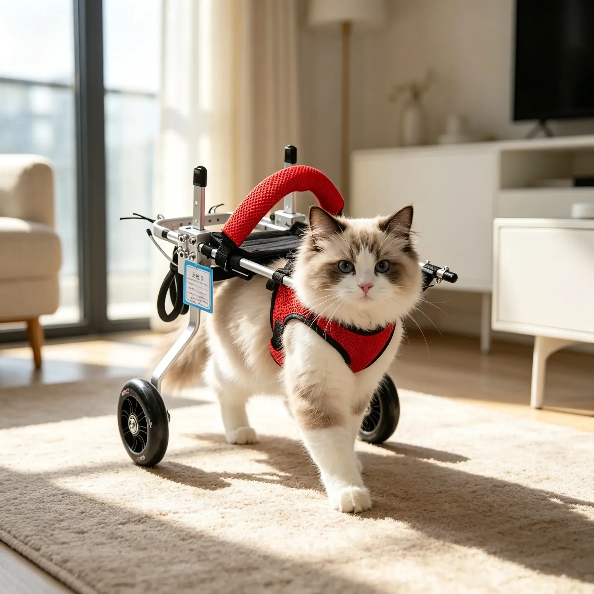 Lightweight Metal Cat Wheelchair — Custom Mobility Aid for Disabled Felines, Export Quality