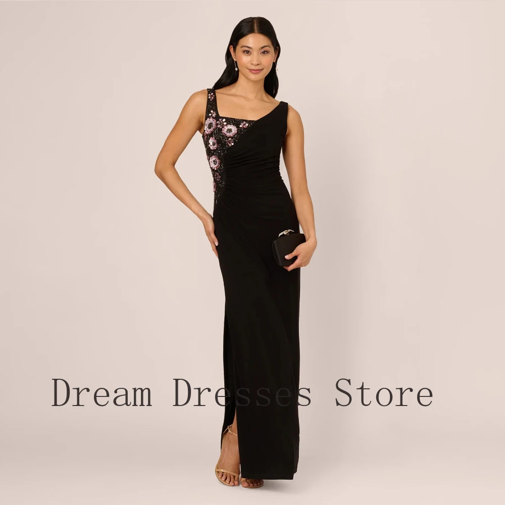 

Customized Classic Jersey Flower Sequined Beading Straight Square Neck Long Dresses Bespoke Occasion Dresses Sizes Available