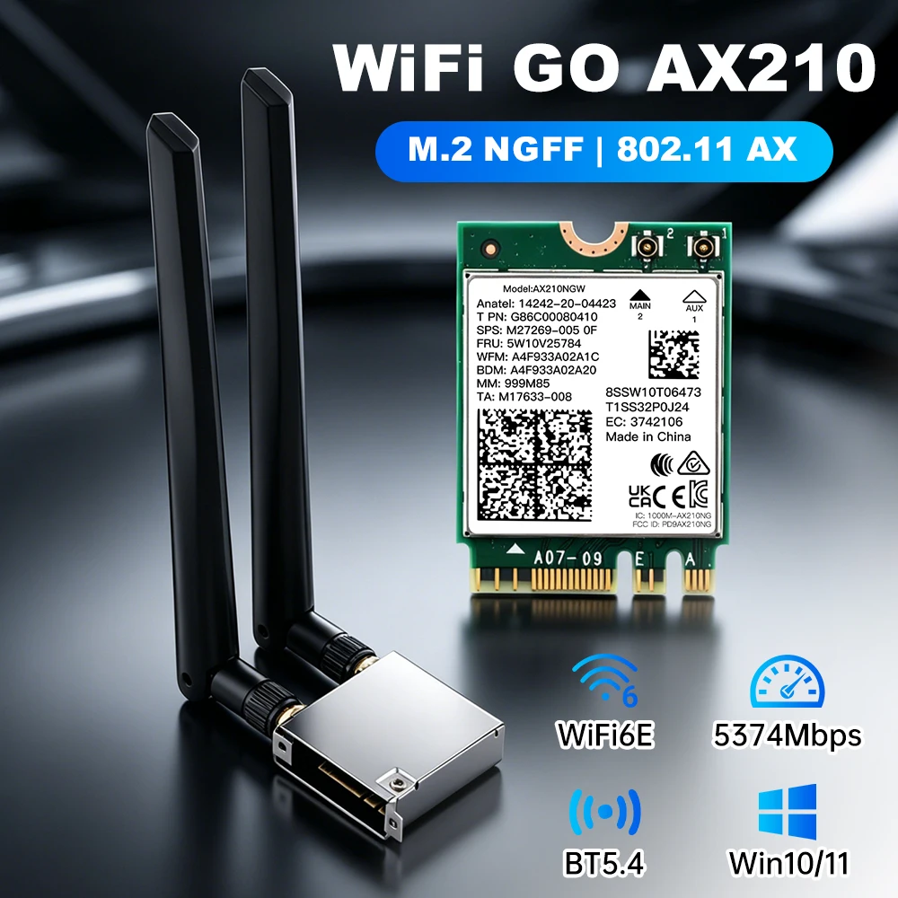 WiFi 6E Go Box AX210 NGFF M.2  WiFi 6E 5374Mbps, Bluetooth 5.3💰 R$106 + 486 moedas