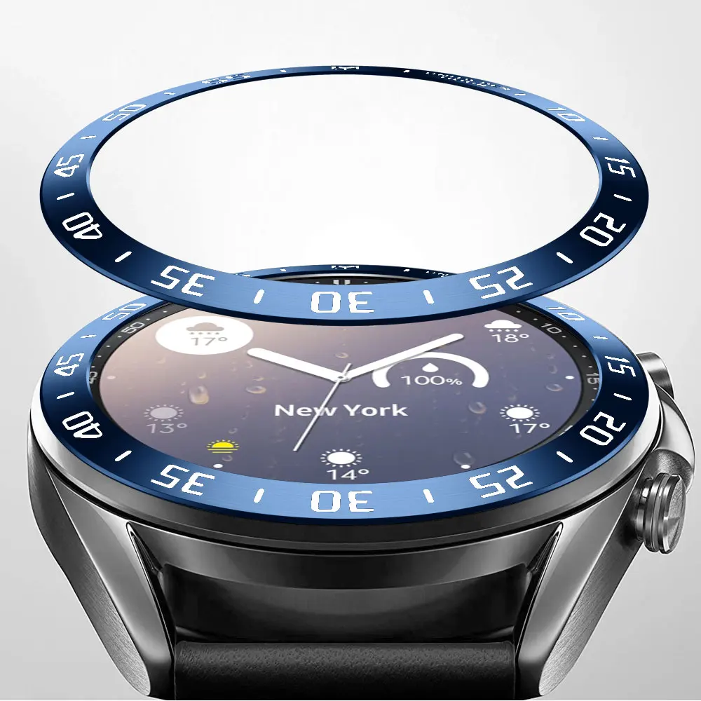 Stainless Steel Smartwatch Cover For Samsung Galaxy Watch 3 41mm 45mm Dial Bezel Ring Adhesive AntiScratch Protection Case