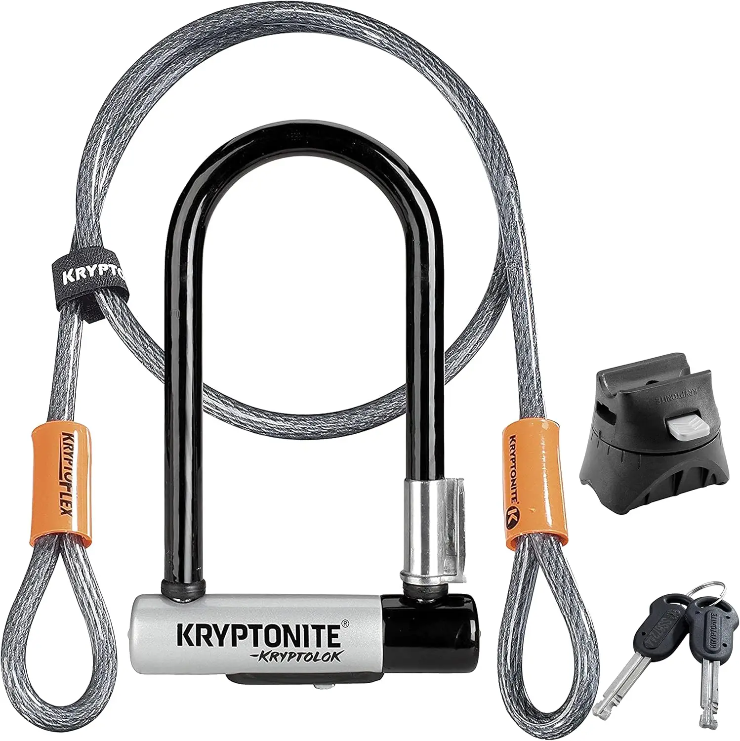 Kryptolok Mini-7 U-Lock con cable de 10 mm, grillete de 12,7 mm, soporte de montaje y llaves