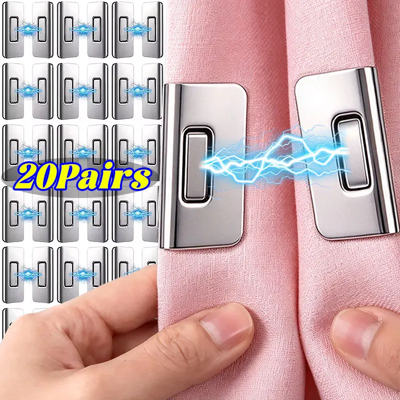 Strong Magnetic Curtain Metal Buckles Detachable Window Screen Curtain Closure Magnet Nail-Freed Blackout Clip Fixed Fasteners