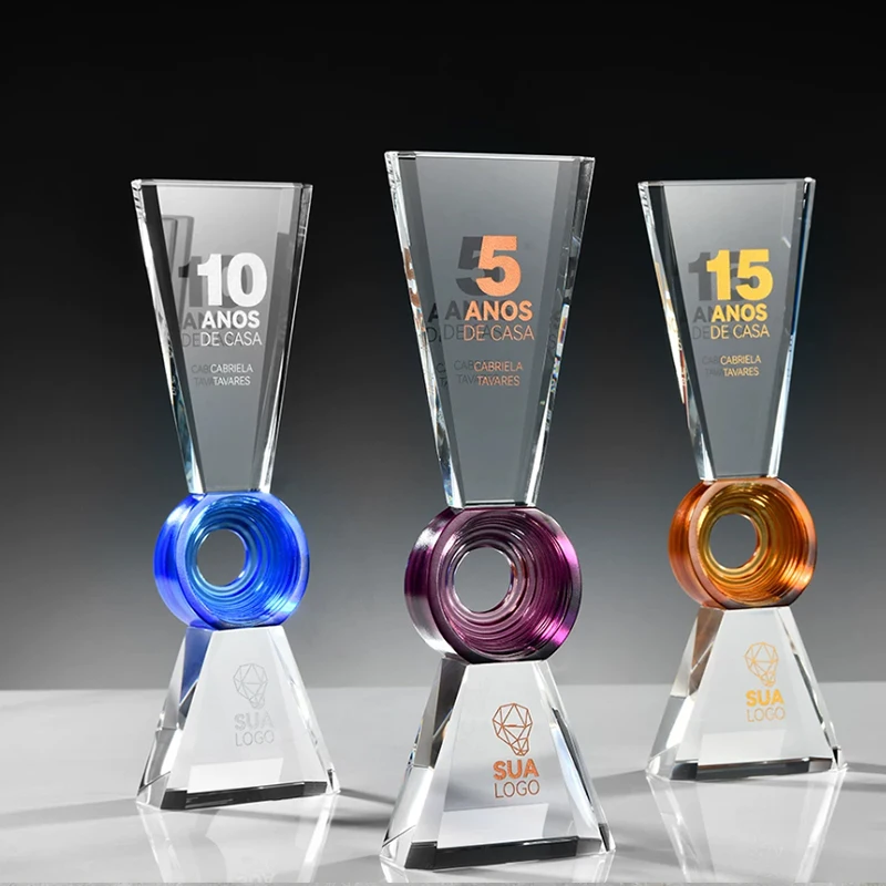 Trophée en cristal Liuli, coupe élégante pour la reconnaissance des employés exceptionnels, récompense en cristal transparent haut de gamme, gravure gratuite