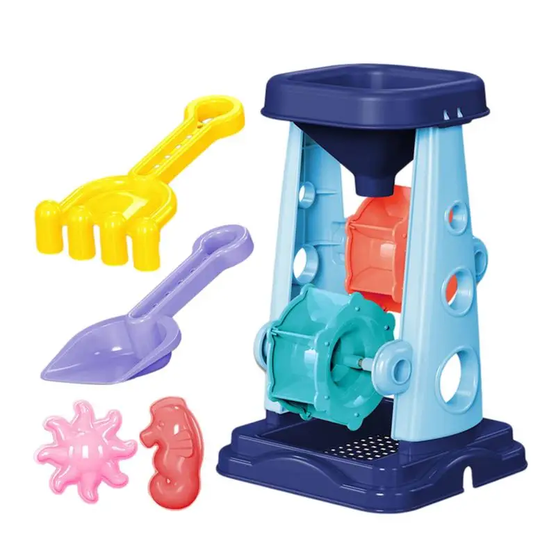 

Children Beach Hourglass Toy Set Outdoor Sand Wheel Beach Toys Spade Rake 2 Shape Molds Set for Children Summer Beach Gift