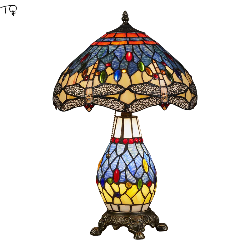 American Vintage Retro Tiffany Table Lamp LED E27 Stained Glass Desk Lights Home Decor Loft Coffee Table Living/Model Room Study