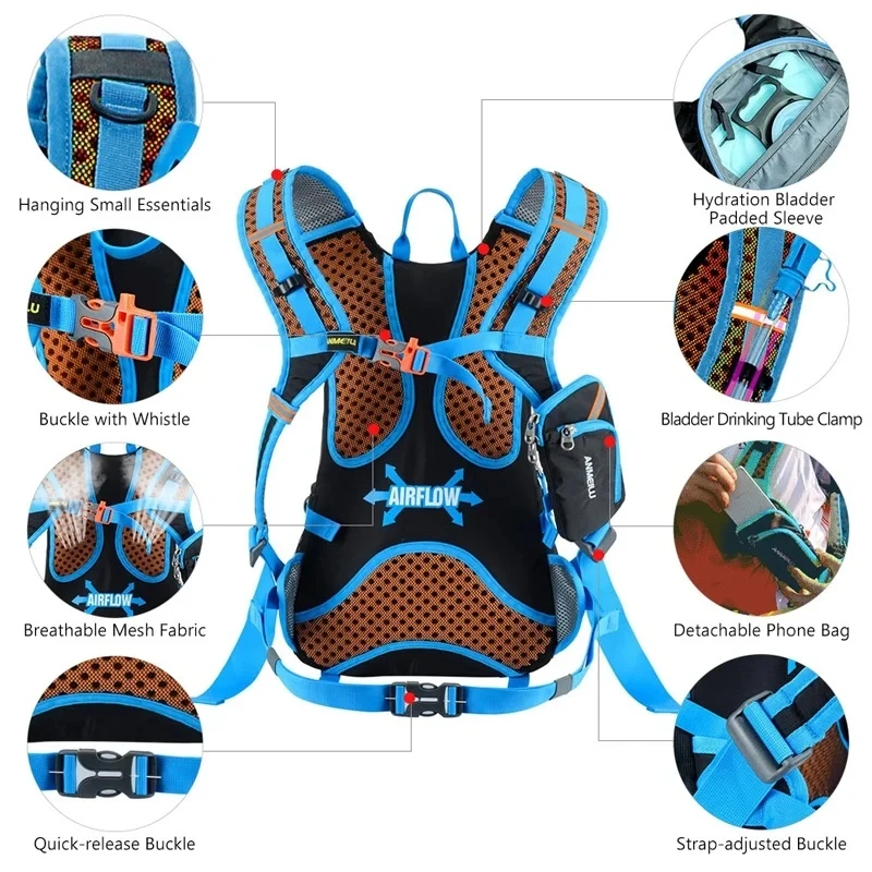 Anmeilu-mochila para correr al aire libre, mochila de ciclismo, Camping, senderismo, Trekking, mochilas deportivas impermeables, bolsa de viaje de