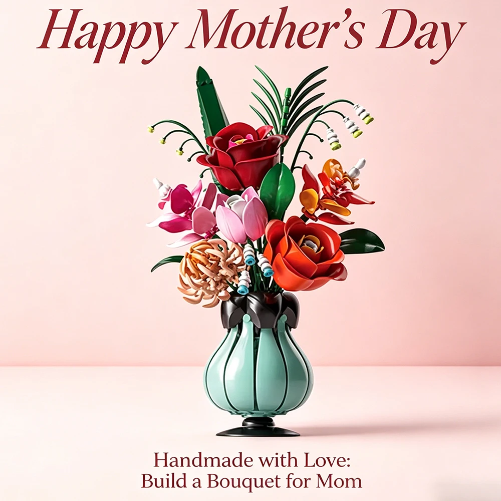 

2026 Новая горячая распродажа, 3D букет цветов, строительные блоки, игрушка с вазой, домашний декор, детские сборные игрушки «сделай сам», букет цветов, кирпичи, подарки