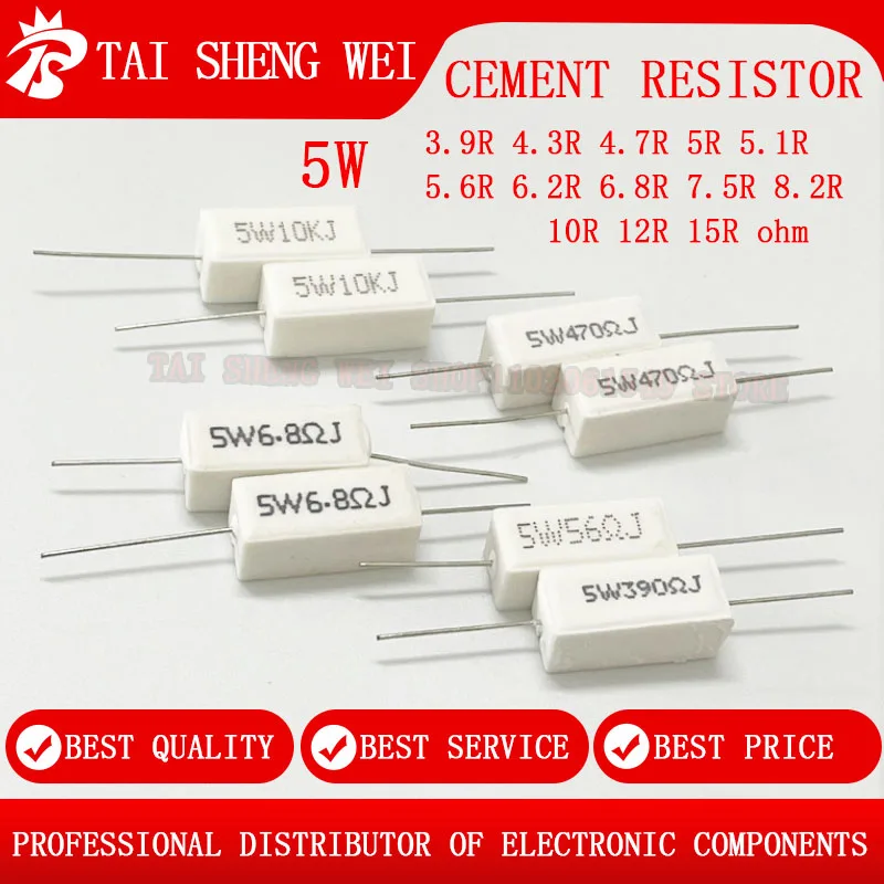 10Pcs 5W 5% Cement … - image
