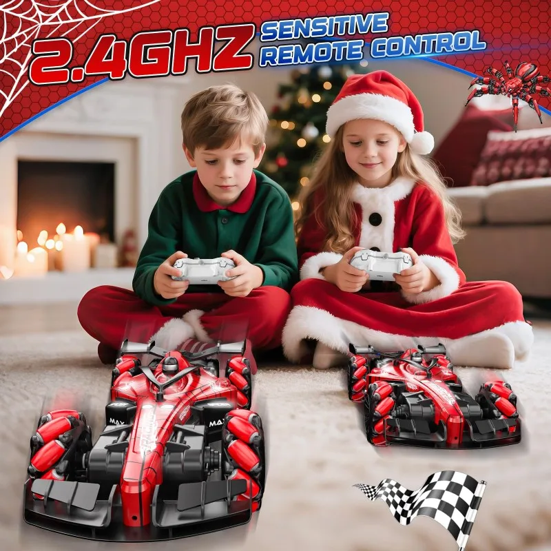 

For Kids RC Car Spider 2.4 Ghz 1:16 Scale With LED Light& 360° Rotation& Spray Function Perfect Gift For Boys Christmas