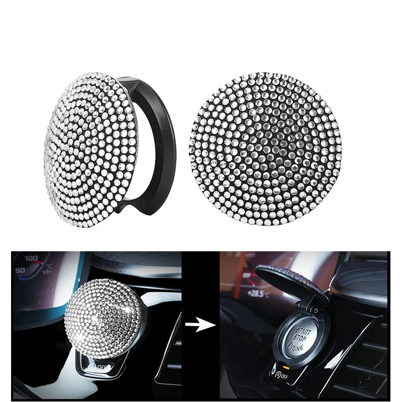 

Bling Car Engine Start Stop Button Cover Rhinestone Ignition Switch Protection Decoration Crystal Sticker Interior Accessories