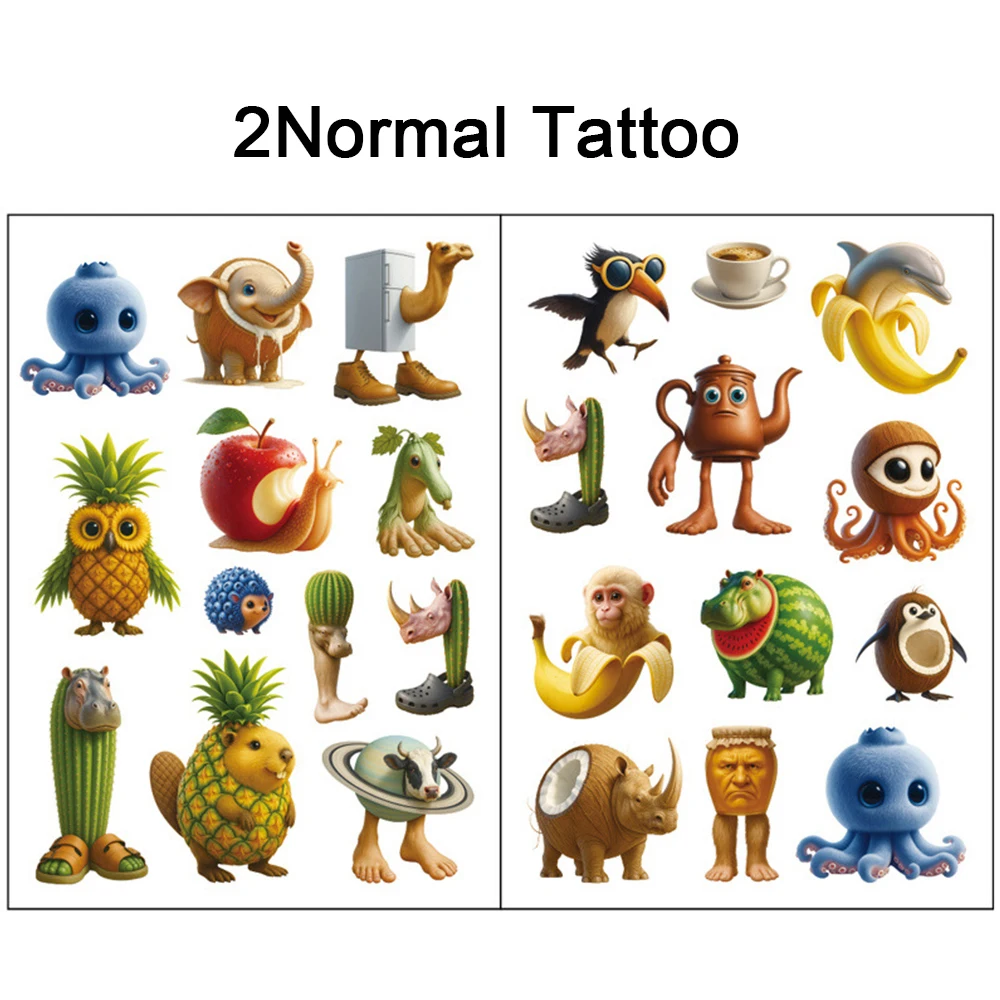 4 Blatt italienische Brainrot leuchtende Tattoos für Kinder Tung Tung Sahur temporäre Tattoos Aufkleber Partyzubehör Geschenke für Kinder