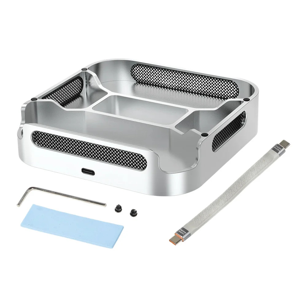 MacMini Pro Compatible Aluminum Alloy Cooling Enclosure Dustproof SSD Case Supports USB 3 1 10Gbps Data Transfer Fast Cable